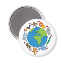Cartoon Animals of the World Magnet