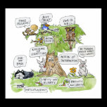 Cartoon Animals Talking Tree Nature Poster