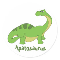 Cartoon Apatosaurus Round Sticker