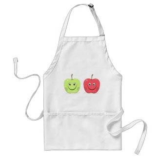 Cartoon apple characters aprons