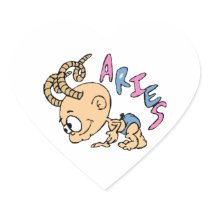 Cartoon Aries Heart Sticker
