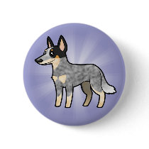 Cartoon Australian Cattle Dog / Kelpie Pinback Button