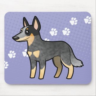 Cartoon Dark Blue and Tan Australian Cattle Dog Mousepad