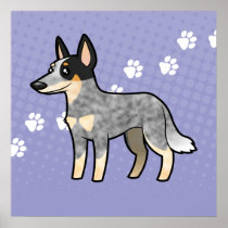 Cartoon Australian Cattle Dog / Kelpie Poster