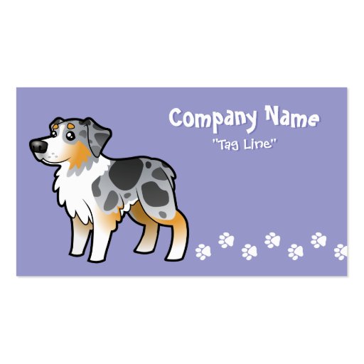 Cartoon Australian Shepherd Business Card Templates (front side)
