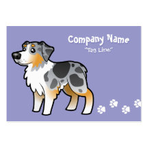 Cartoon Australian Shepherd Business Card Templates