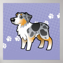 Cartoon Australian Shepherd Print