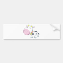 Cartoon Baby Cow Bumper Sticker