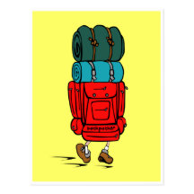 Cartoon Backpacker Postcard