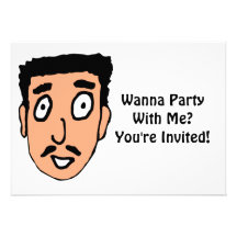Cartoon Bad Pick up Line Slimy Moustache Guy Cards