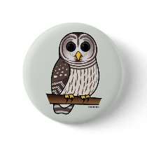 Cartoon Barred Owl Button