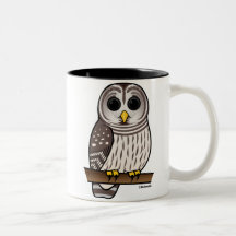Cartoon Barred Owl Mugs