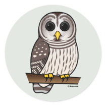 Cartoon Barred Owl Round Sticker