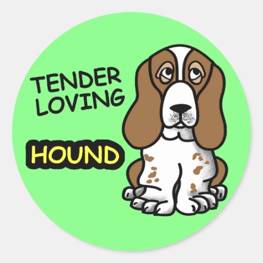 Cartoon Basset Hound Classic Round Sticker | Zazzle