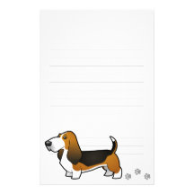 Cartoon Basset Hound Personalized Stationery