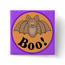 Cartoon Bat Boo Halloween buttons