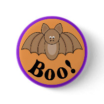 Cartoon Bat Boo Halloween buttons
