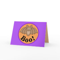Cartoon Bat Boo Halloween Card