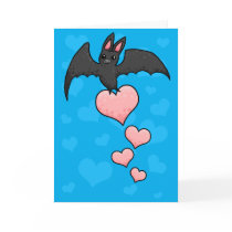cartoon Bat with hearts Card