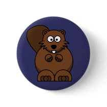 Cartoon Beaver Button
