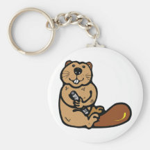 Cartoon Beaver for International Beaver Day Key Chain