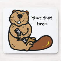 Cartoon Beaver for International Beaver Day Mouse Pads