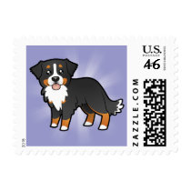 Cartoon Bernese Mountain Dog Postage Stamp
