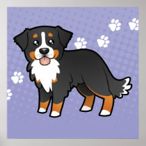 Cartoon Bernese Mountain Dog Poster