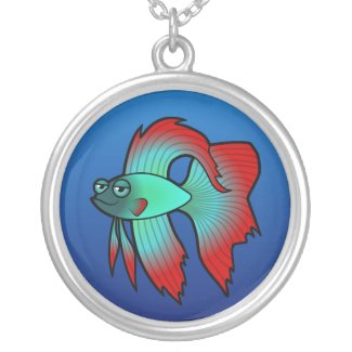 Cartoon Betta Fish Necklace Cartoon Betta Fish / Siamese Fighting Fish Necklace