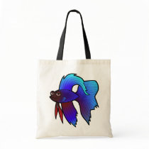 Cartoon Betta Fish / Siamese Fighting Fish Tote Bags