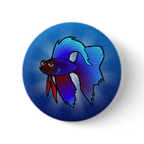 Cartoon Betta Fish / Siamese Fighting Fish Button