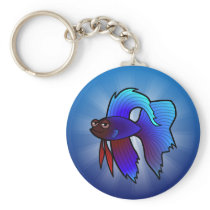 Cartoon Betta Fish / Siamese Fighting Fish Keychain