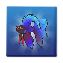 Cartoon Betta Fish / Siamese Fighting Fish Magnets