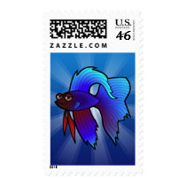 Cartoon Betta Fish / Siamese Fighting Fish Postage Stamp