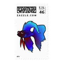Cartoon Betta Fish / Siamese Fighting Fish Postage Stamps