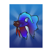Cartoon Betta Fish / Siamese Fighting Fish Postcard