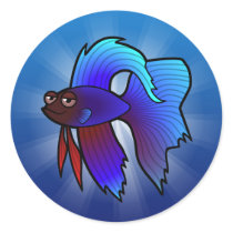 Cartoon Betta Fish / Siamese Fighting Fish Round Stickers