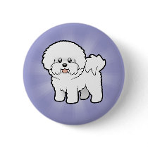 Cartoon Bichon Frise Pinback Button