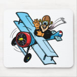 Cartoon Biplane Mouse Pads
