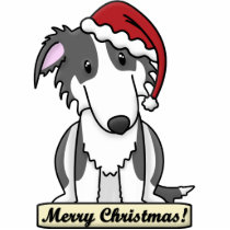 Cartoon Black and White Borzoi Christmas Ornament photo sculptures