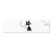 Cartoon Black Cat Bumper Sticker