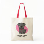 Cartoon Black Pug Bag
