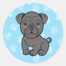 Cartoon Black Pug Sticker