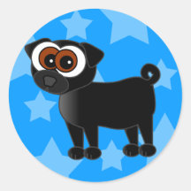 Cartoon Black Pug Stickers