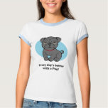 Cartoon Black Pug T shirt