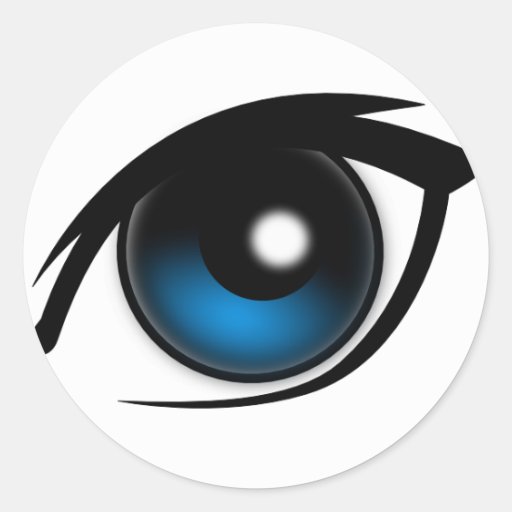 Cartoon blue eye classic round sticker Zazzle