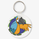 Cartoon Blue & Gold Macaw Keychain by MenagerieMayhem Cartoon Blue & Gold Macaw Keychain