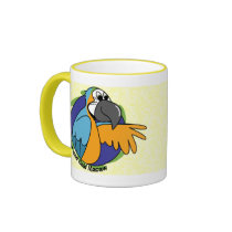 Cartoon Blue & Gold Macaw Mug by MenagerieMayhem Cartoon Blue & Gold Macaw Mug