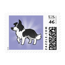 Cartoon Border Collie Postage Stamp