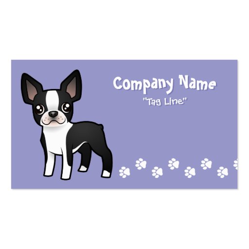 Cartoon Boston Terrier Business Cards (front side)